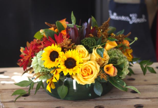 thanksgiving arrangement, fall flowers local chicago florist 60634