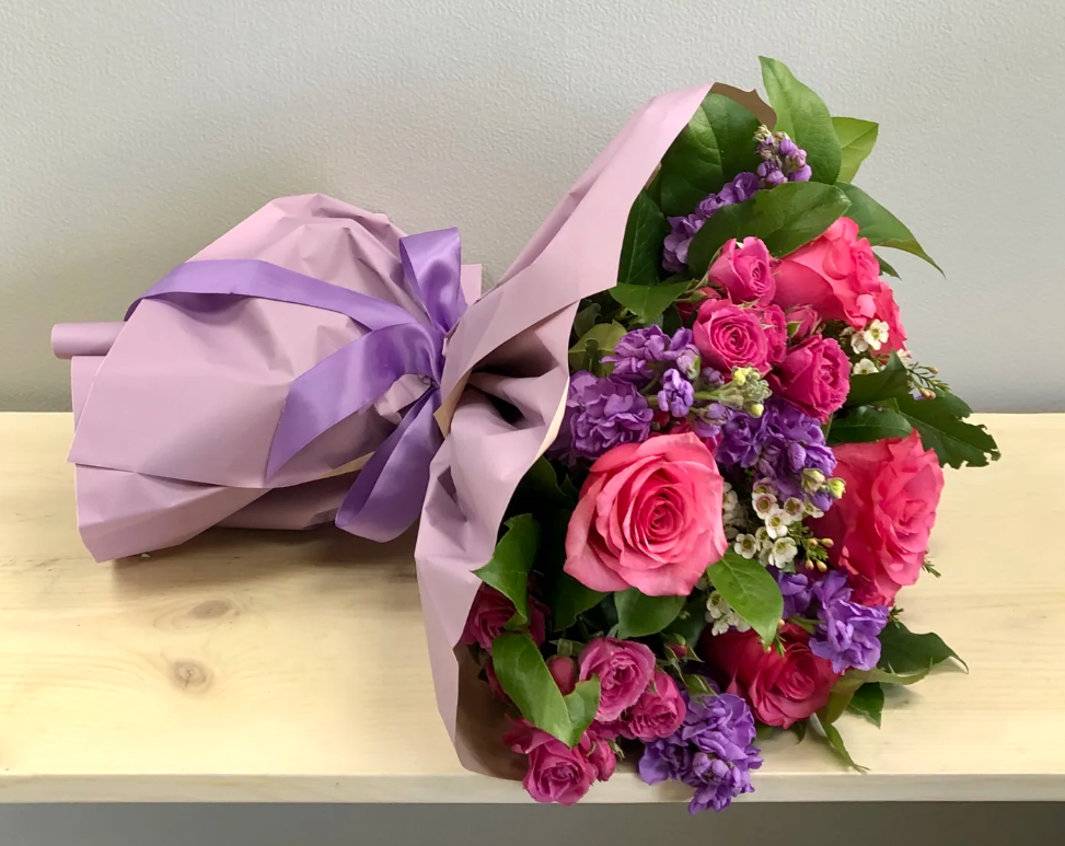 Pretty Pink & Purple | Wrapped Flower Bouquet