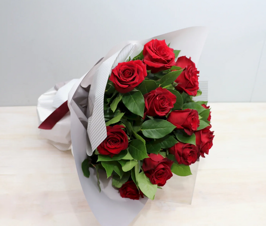 Red Dozen Roses | Wrapped Flower Bouquet